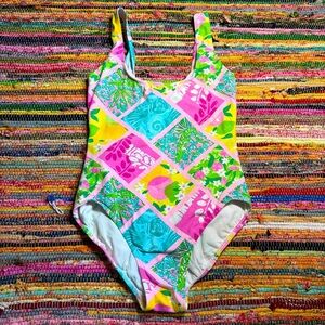 Vintage Lilly Pulitzer Patchwork Swimsuit – Size 12